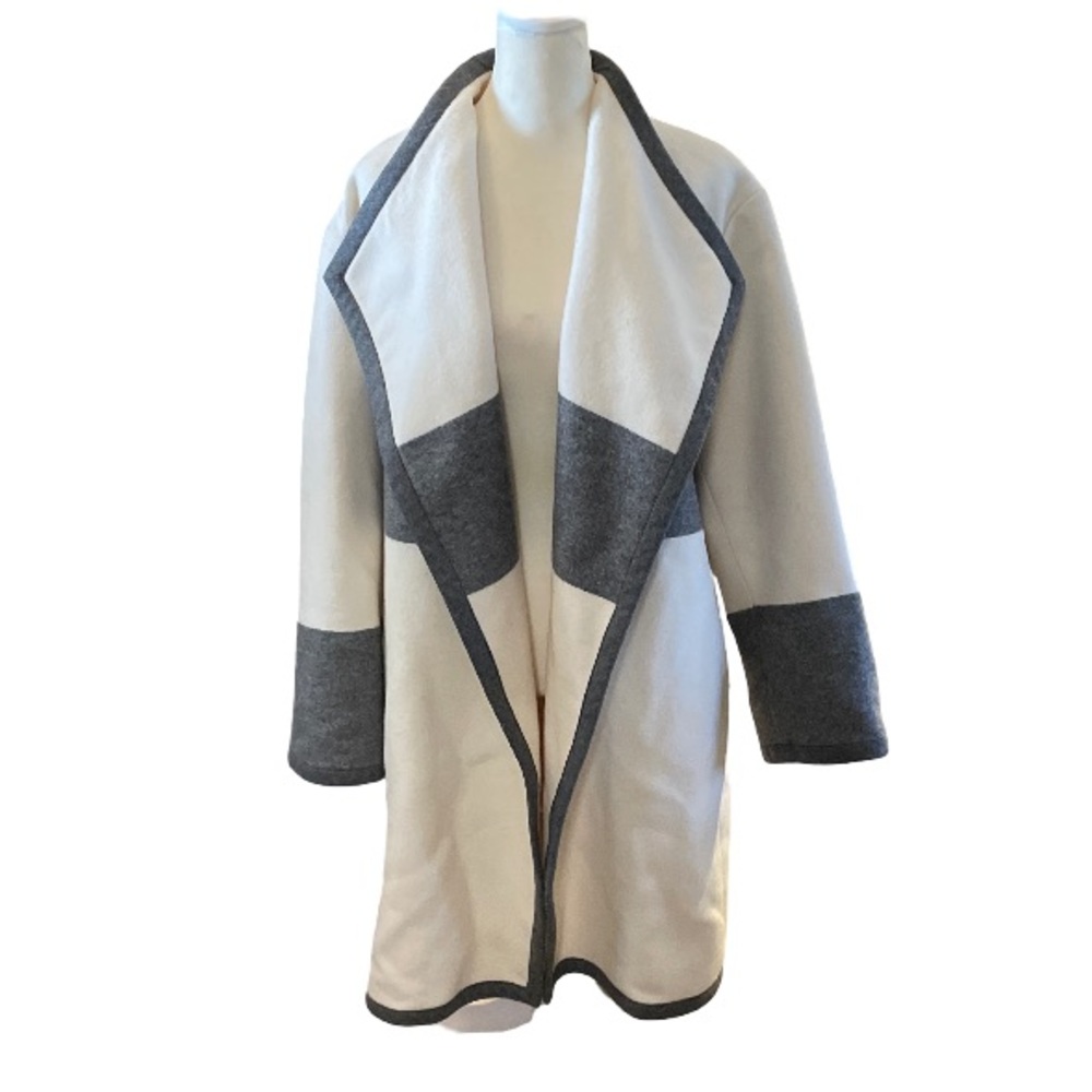 Club Monaco Cream & Gray Open Cardigan size Medium Wool/cotton blend